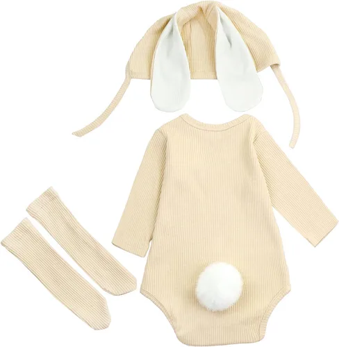 Vista 5 de AGQT Babys Bunny Costume Easter Halloween Outfit Set Size 0-24 Months