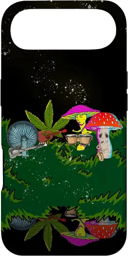 Vista 27 de Jamming Mushrooms Weed - Carcasa para iPhone 17, diseño psicodélico de cannabis 420