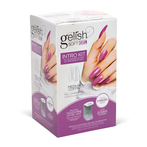 Vista 5 de Gelish Soft Gel™ - Kit de iniciador de introducción de cobertura completa, puntas de presión de ataúd mediano