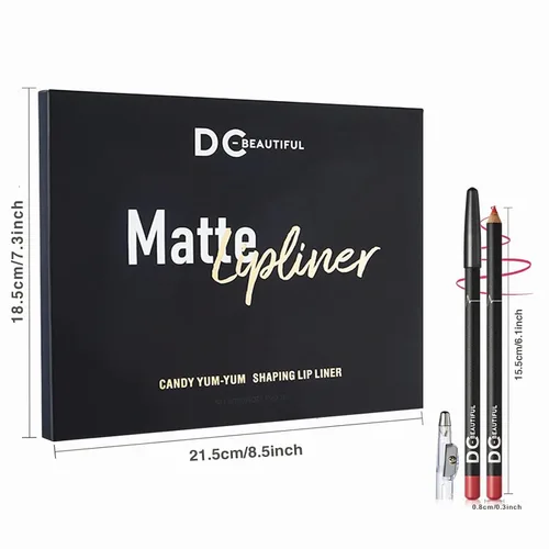 Vista 8 de DC-BEAUTIFUL Juego de 18 delineadores de labios con 2 sacapuntas, delineadores de labios impermeables y suaves de primera calidad, delineadores