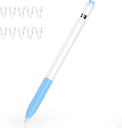 Vista 12 de Compatible con Apple Pencil de 1ª generación, funda de silicona antideslizante, [con 10 fundas de punta de silicona] para Apple Pencil de 1ª Negro