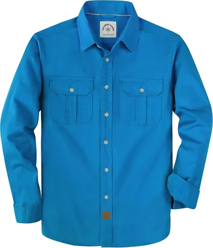 Vista 16 de Dubinik® Camisa de manga larga con botones para hombre, estilo casual, de trabajo, con dos bolsillos, de algodón, ajuste regular, vintage
