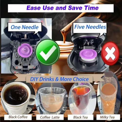 Vista 4 de 12 cápsulas desechables K Cups compatibles con cafeteras Keurig 1.0 y 2.0, cápsulas de café rellenables de bricolaje, K-Cups vacías con tapas