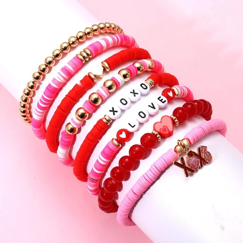 Vista 232 de Surfer Heishi - Pulseras apilables para mujer, apilables, de vinilo arcoíris, disco de arcilla, pulseras elásticas para la amistad, joyería bohemia
