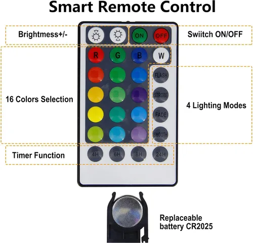Vista 6 de Twinkle Star - Tira de luces de hadas con cambio de color de 33 pies, 100 luces LED impermeables y con cable plateado, 16 colores, luces USB
