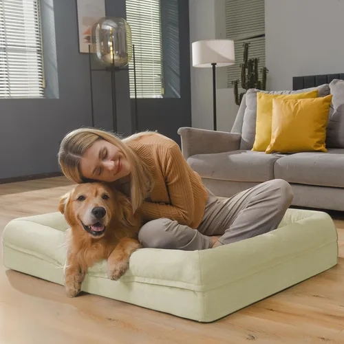 Vista 5 de Cama ortopédica grande para perros, cama impermeable para perros con funda extraíble, sofá suave para mascotas con 4 lados extraíbles y base