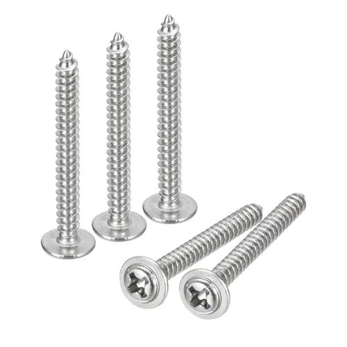 Vista 7 de uxcell ST3x6mm Phillips Pan Head Tornillo Autorroscante con Arandela, 100 piezas - Tornillo de madera de acero inoxidable 304 rosca completa (plata)