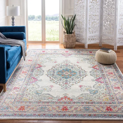 Vista 17 de SAFAVIEH Evoke Collection EVK250A - Alfombra de pasillo, 2 pies 2 pulgadas x 7 pies, color crema y fucsia, diseño oriental Shabby chic, no desprende