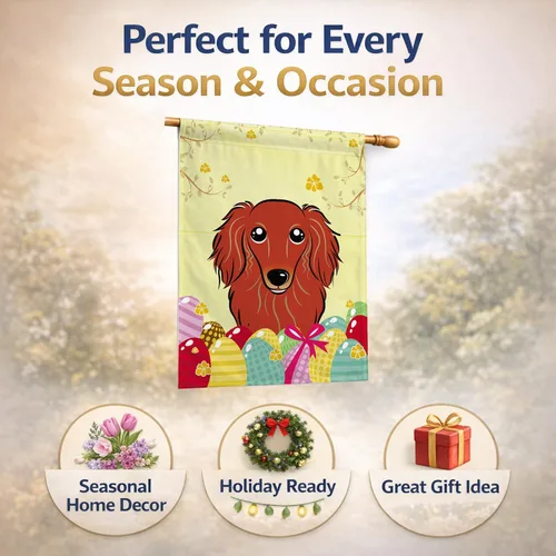 Vista 249 de Caroline's Treasures BB1923GF Bandera decorativa para jardín con diseño de Border Collie, para caza de huevos de Pascua, para jardín, jardín, patio
