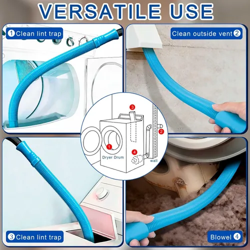 Vista 5 de Kit limpiador de ventilación de secadora – Accesorio universal para manguera de vacío + cepillo de pelusa para secadora para eliminación rápida