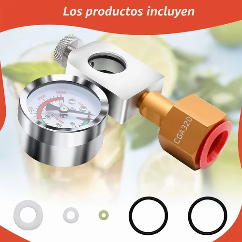 Vista 7 de Adaptador de recarga de CO2 para refrescos, adaptador de llenado con manómetro y válvula de alivio de presión, recarga de corriente para Soda