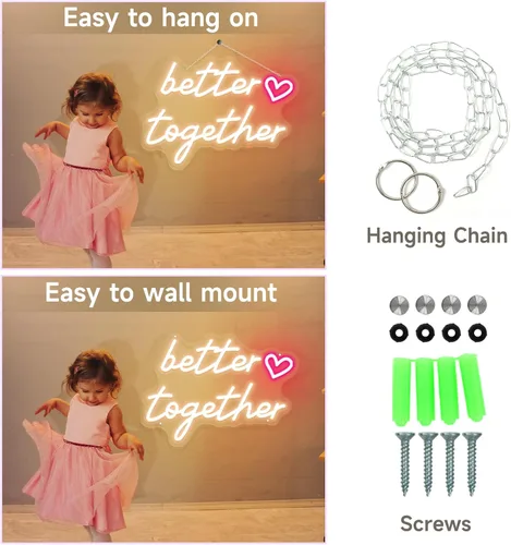 Vista 8 de Letrero de neón personalizado, letreros de luz de neón LED personalizables, decoración de pared para dormitorio, letrero de neón regulable