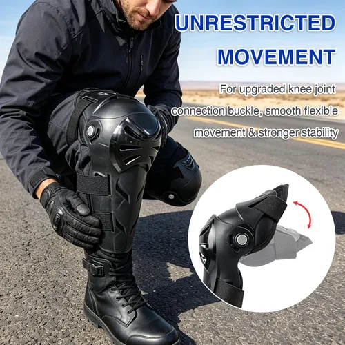 Vista 6 de GES Rodilleras para motocicleta – 4 rodilleras para adultos/coderas de motocicleta/almohadillas ajustables para rodilleras, protectores de codo