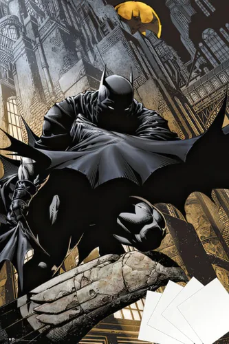 Vista 9 de Batman - Póster de DC Comics (El caballero oscuro agachado en gárgola) (tamaño: 24 x 36 pulgadas) (póster laminado)