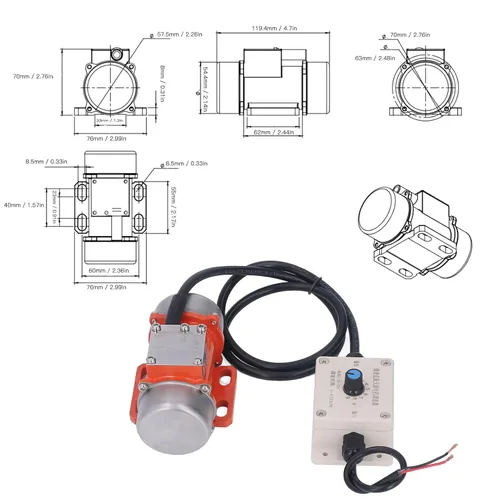 Vista 4 de Vibrador de hormigón, motor de vibración DC 12V fuerza excitante pequeño motor eléctrico con controlador de velocidad sin escobillas 30W 4000RPM