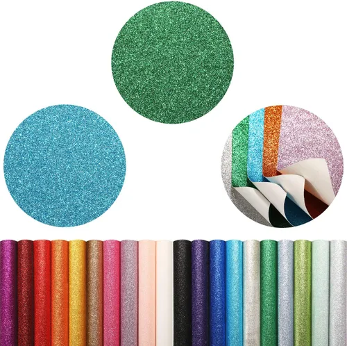 Vista 4 de WILLBOND 20 Piezas Hojas de Cuero Sintético Brillante con Purpurina Hojas de Tela de Cuero Sintético PU para Manualidades DIY Boda Costura