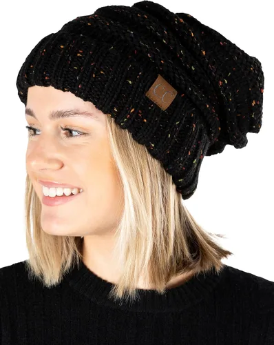 Vista 300 de Funky Junque Gorro de moda de punto trenzado de talla extragrande, grueso, abrigado, suave y holgado
