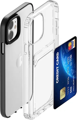 Vista 3 de ZCDAYE Funda transparente para iPhone 12 (6.1 pulgadas), funda delgada suave TPU a prueba de golpes con tarjetero - Negro