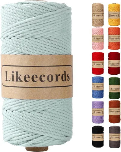 Vista 17 de Likeecords Cordón de algodón para macramé de 3mm x 100 metros, hilo torcido de 3 hebras, cuerda de macramé, hilo de algodón para macramé, cuerda
