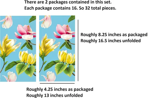 Vista 3 de Juego de toallas de mano florales: toallas de mano de papel desechables de calidad con hermosos temas de flores, 32 toallas de papel floral total