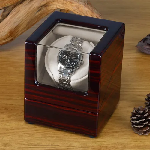 Vista 8 de CHIYODA Bobinadora de reloj para relojes automáticos individuales Caja de madera maciza con motores Mabuchi