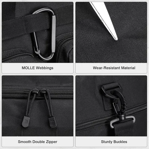 Vista 9 de G4Free Bolsa de lona 3 en 1 para viajes, mochila grande de gimnasio para hombres y mujeres con compartimento para zapatos y bolsillo para ropa
