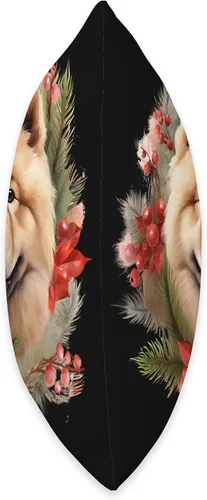 Vista 2 de Chow Chow Christmas Puppy Winter Dog Wreath Red Almohada de tiro 16x16, multicolor