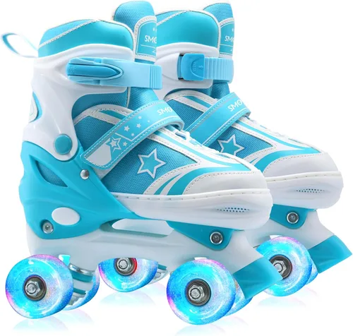 Vista 7 de Patines de ruedas para niños y niñas con ruedas iluminadas Zapatos de patines de tamaño ajustable para jóvenes y mujeres de 5 a 8 años y 8 a 12
