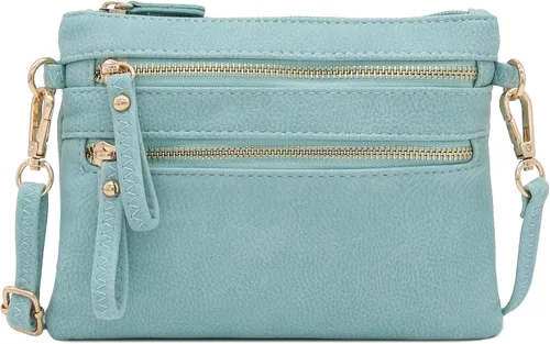Vista 22 de Bolso de hombro cruzado con múltiples bolsillos y cremallera y correa de muñeca pequeña