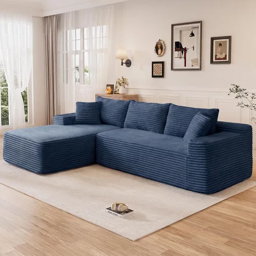 Vista 15 de Sofá modular sin hueso de 95 pulgadas, en forma de L con diván, tapicería de pana suave, asiento profundo, moderno y cómodo sofá para sala de estar