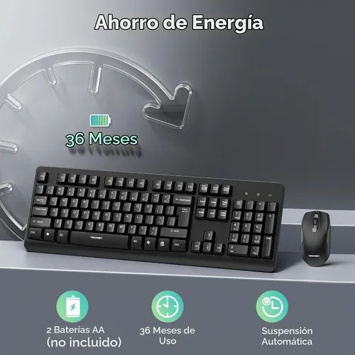 Vista 3 de TECKNET Combo de teclado y mouse inalámbricos para computadora portátil
