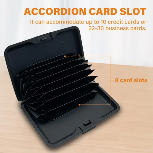 Vista 3 de Soporte para tarjetas de crédito, delgado mini bloqueo RFID, protector de tarjetas de crédito, funda de aluminio para tarjetas de visita, cartera
