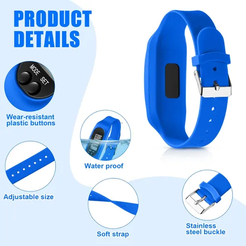 Vista 3 de Geyoga Pedometer for Walking Steps and Miles Pedometer Watch Silicone Steps Tracker Running Bracelet Ankle Step Counter for Calorie Burning and Step
