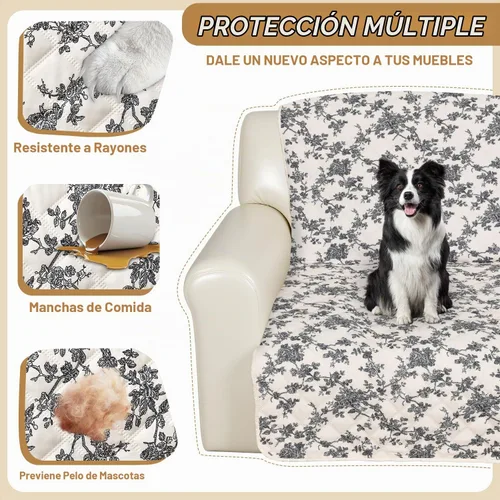 Vista 6 de ALIECOM Fundas para sofá modular, 100% impermeables, en forma de L, lavables, 2 piezas, fundas seccionales impresas con diván, protector de muebles