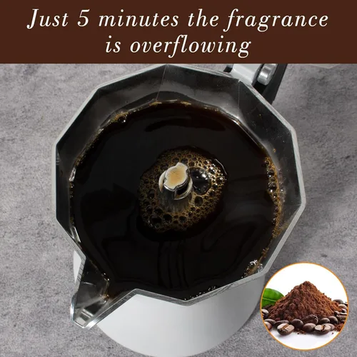 Vista 12 de LAOION Olla de Moka, Cafetera de Espresso de 6 Tazas, Cafetera de Espresso de 300ml Portátil para Estufa, Cafetera Percoladora Compatible con Placas