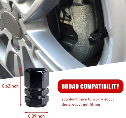 Vista 2 de Ziciner 8 PCS Tapas de Vástago de Válvula de Neumático de Coche, Cubiertas de Válvula de Rueda de Aleación de Aluminio con Anillo O de Goma, Juego