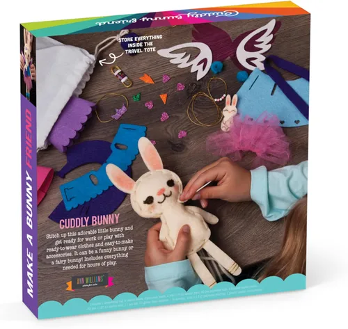Vista 2 de Craft-tastic – Make a Bunny Friend Craft Kit – Aprende a hacer 1 muñeco de peluche fácil de coser con ropa y accesorios