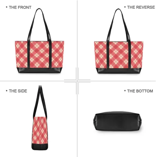 Vista 3 de Gingham Plaid Portable Bag With Laptop Compartment with Zipper Work Tote for Mom with maletin ejecutivo para mujer
