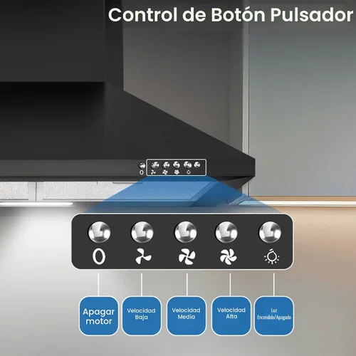 Vista 3 de [Usado] SNDOAS Campana extractora de 24 pulgadas, 450 CFM Campana extractora negra para montaje en pared, Campana extractora de cocina convertible
