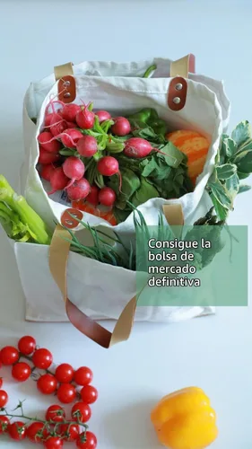 Vista 8 de Bolsas de comestibles reutilizables para trabajo pesado, bolsas de la compra a granel, bolsas de compras plegables, bolsa multiusos de la compra