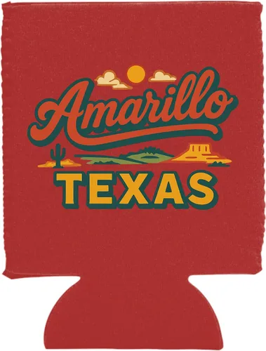 Vista 4 de Amarillo Texas Typographic Design Souvenir Neoprene Can Hugger Black