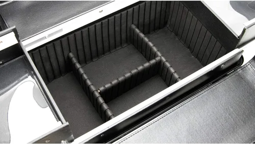 Vista 9 de Ver Beauty 3 en 1 profesional 4 ruedas extraíbles de aluminio rodante suministros de arte de maquillaje tatuaje artista caja de herramientas