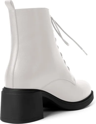 Vista 116 de ROSERWISH Botas altas de tacón bajo y grueso para mujer, con cordones, cómodas, modernas, con puntera redonda, de 2.5 pulgadas