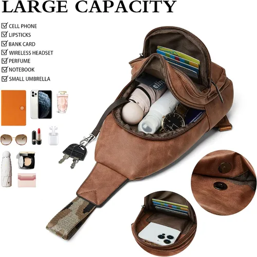 Vista 5 de Bandolera cruzada para mujer, riñoneras para mujer, bolsa de pecho para el trabajo y compras