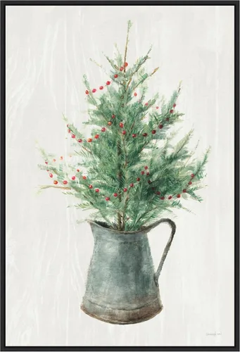 Vista 10 de Amanti Art Framed Canvas Wall Art 23x16 White and Bright Christmas Tree II by Danhui Nai, Framed Wall Art Canvas, Holidays Artwork, Traditional
