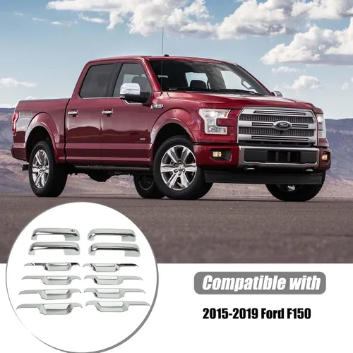 Vista 5 de AUCERAMIC Cubierta protectora cromada para manijas de puerta cromadas para Ford F150 2015-2020, tapas protectoras cromadas, 12 unidades, 4 puertas