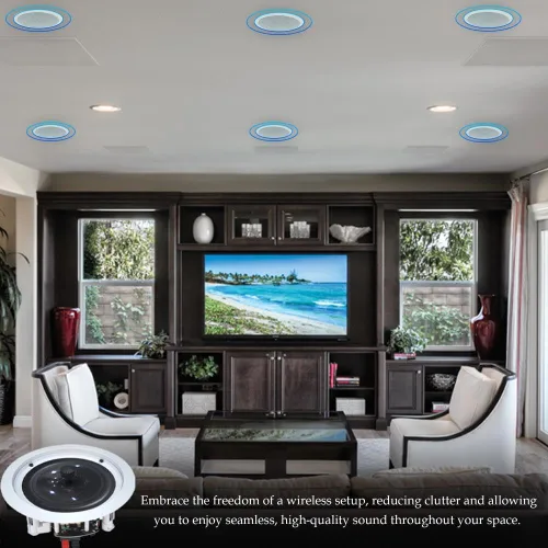 Vista 6 de Technical Pro Kit de sistema de sonido de cine en casa, amplificador Bluetooth de 2000 vatios w/ 4 Qty of 8" Framed Ceiling Speakers 300 W Each