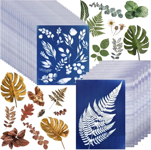 Vista 8 de Spakon 32 hojas de papel de impresión solar cianotipo A4 A5 papel de dibujo solar Sensibilidad naturaleza impresión para adultos Artes Artesanías