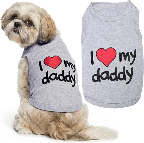Vista 33 de Parisian Pet - Camiseta para perros y gatos, con texto en inglés Daddy's Girl, 2XS