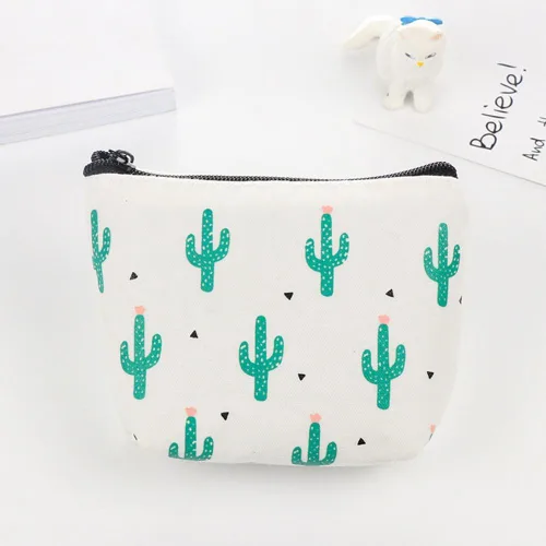 Vista 8 de softmusic Cute Cactus impresión de lona cartera Mini titular de la tarjeta bolsa de cierre portafolios